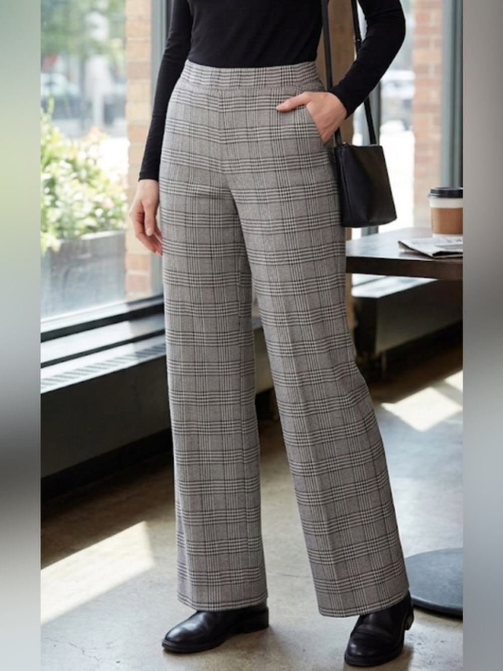 S.C. & CO. Stretch Knit Jacquard Pull-on Wide Leg Pant with Tummy Control NWT